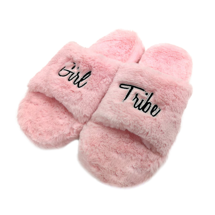 Fashion letters sandals for women and ladies slippers fluffy plush thick sole women slides sandals