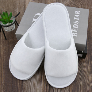 Custom Spa Guest Comfortable White Open Toe Four Season Bathroom Soft Slippers For Hotel Disposable