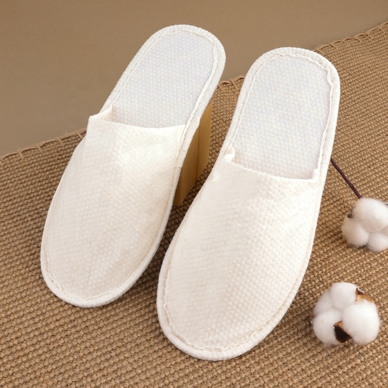 Custom Spa Guest Comfortable White Open Toe Four Season Bathroom Soft Slippers For Hotel Disposable