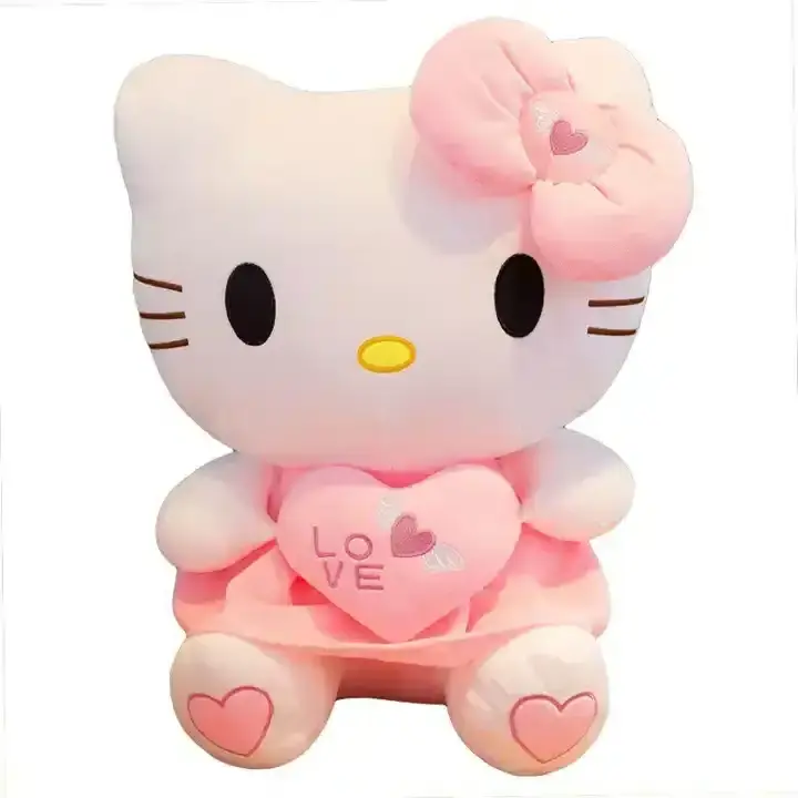 24cm Cute Kitty Doll Cartoon Cat Plush Toys Stuffed Animals Kt Heart In Pink Dress Kids Cartoon Birthday Gift Wholesale