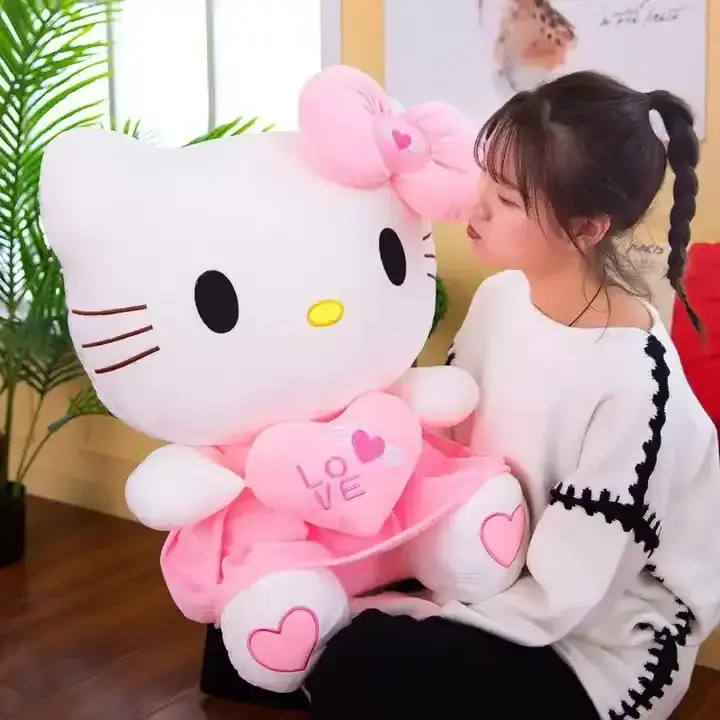 24cm Cute Kitty Doll Cartoon Cat Plush Toys Stuffed Animals Kt Heart In Pink Dress Kids Cartoon Birthday Gift Wholesale