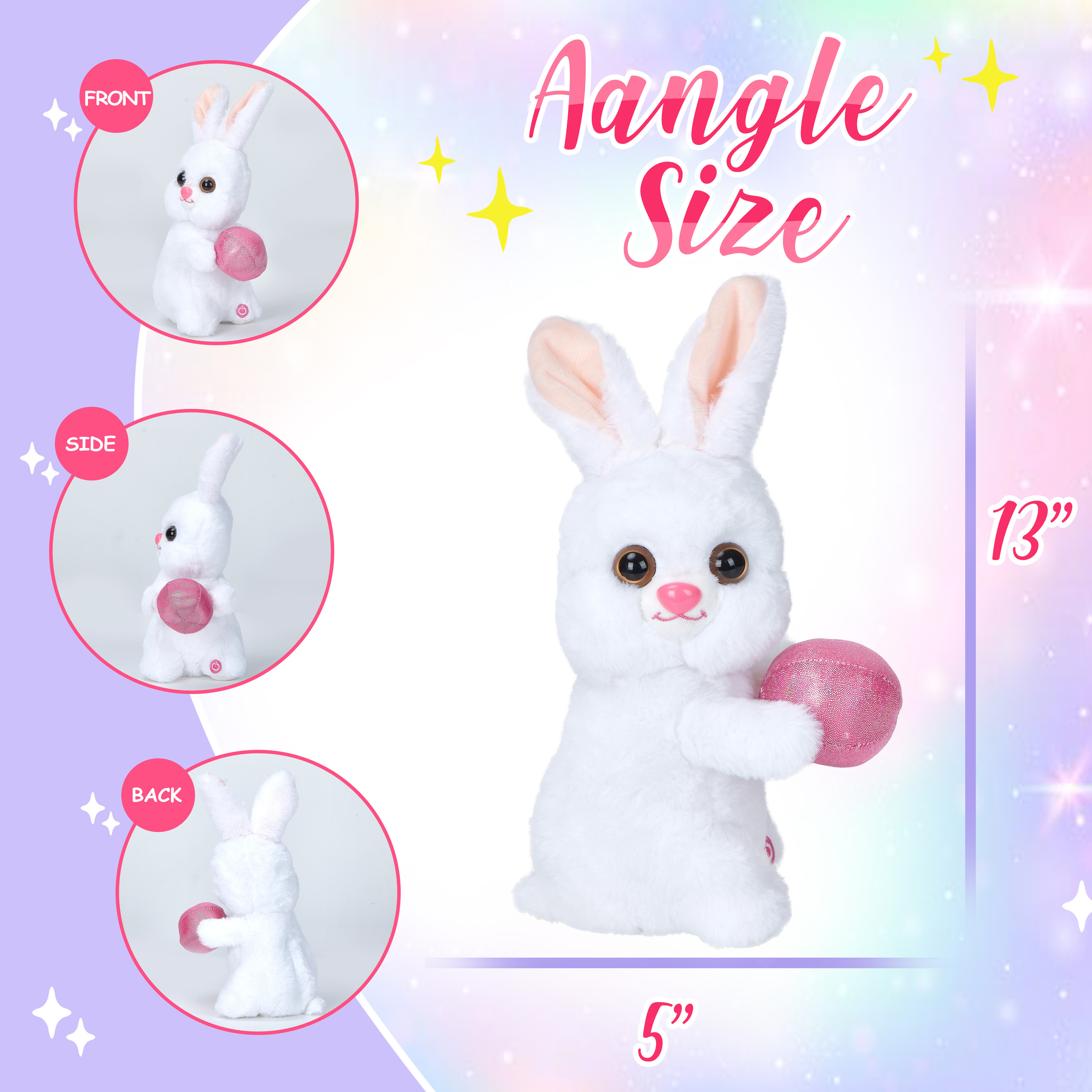 Athoinsu 14inches Light up Musical Stuffed Bunny Soft Plush Toy with LED Night Lights Songs Adorable Glow Singing Rabbit