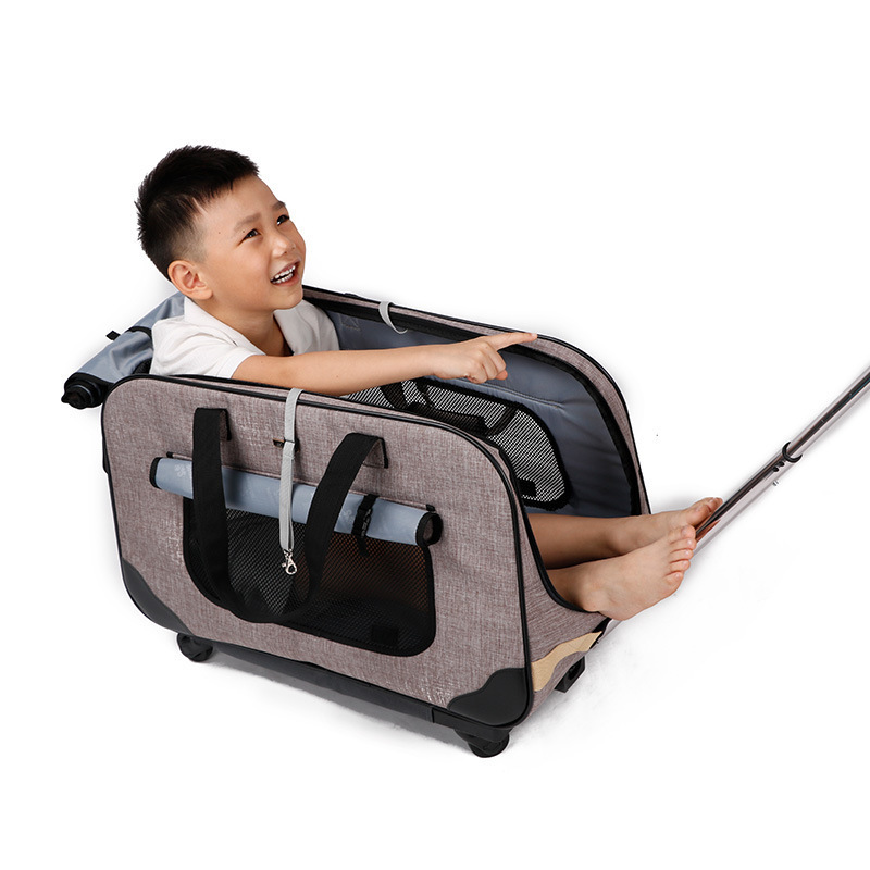 Four-wheel trolley case pet bag dog pull cart easy folding and disassembly multi-pet cat walking bending bag