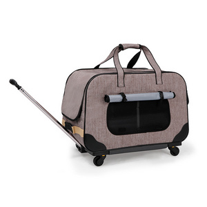 Four-wheel trolley case pet bag dog pull cart easy folding and disassembly multi-pet cat walking bending bag