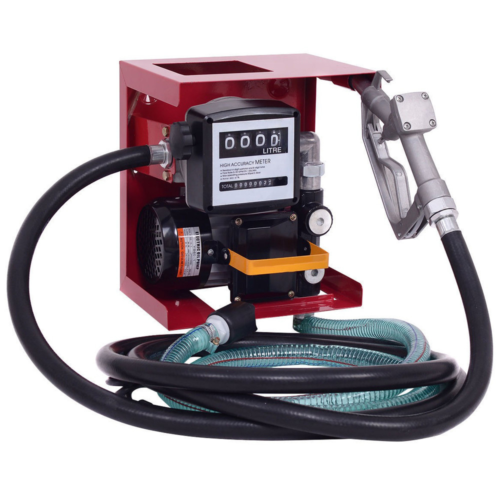 Mobile Fuel Dispenser AC 220V Portable Mini Gas Filling Station Electric Metering Oil Diesel Fuel Dispensing Pump Kit 60L/Min