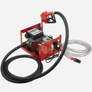 Mini Fuel Dispenser AC 230V Electric Diesel Oil Dispenser Transfer Pump Kit Manual Fuel Nozzle Hose Flow Meter Mobile Refueling