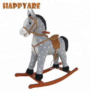 78*28*68cm SEDEX audit New fashion grey and white spots color plush rocking horse