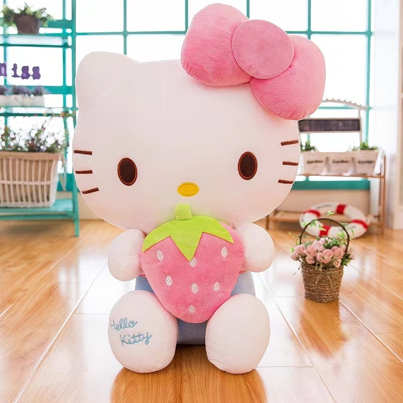 Cute Fruit Kt Doll Classic White Pink Hello Kt Stuffed Plush Cartoon Toy Cat Anime Plush