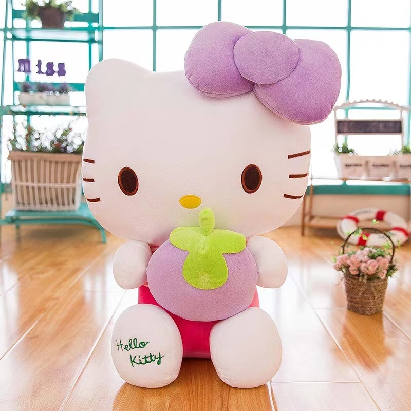 Cute Fruit Kt Doll Classic White Pink Hello Kt Stuffed Plush Cartoon Toy Cat Anime Plush