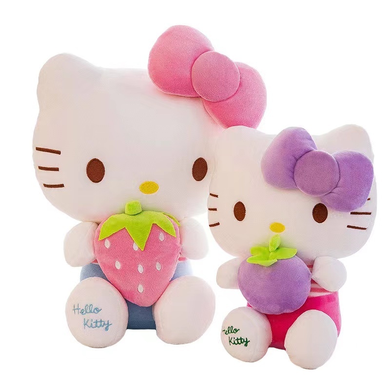 Cute Fruit Kt Doll Classic White Pink Hello Kt Stuffed Plush Cartoon Toy Cat Anime Plush