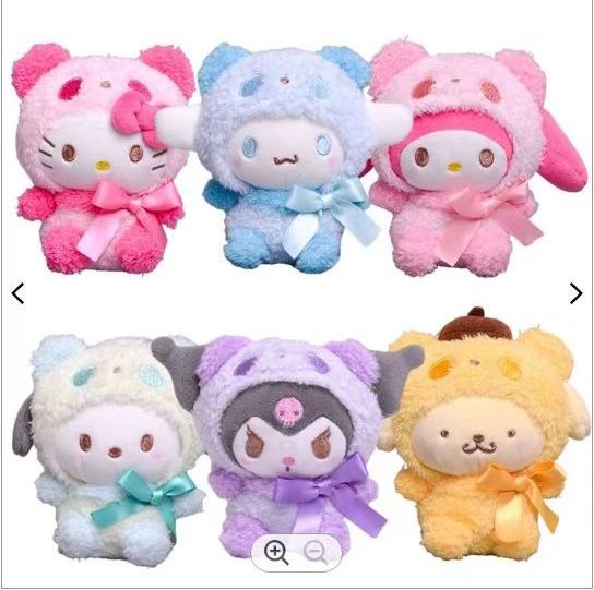 10cm Sanrio Kuromi Kt Cat Pc Dog Keychain Anime Plush Figure Pendant Accessories My Melody Cute Animals Toys