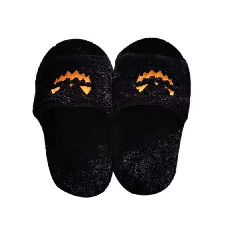 2022 Cheap Wholesale Indoor Comfortable Cute Slip On Flat Shoes Pumpkin Fashion Design Fur Slippers Halloween Home Slippers