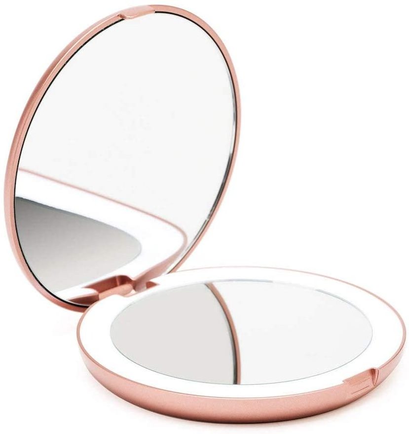 Compact Magnifying Mirror Makeup Vanity Hand Mirror with Lights and Magnification Led Travel Mirror 3 Level Brightness Portable