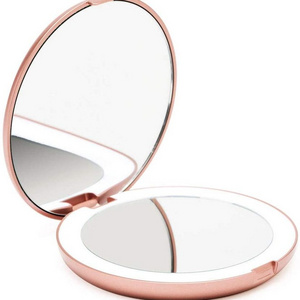 Compact Magnifying Mirror Makeup Vanity Hand Mirror with Lights and Magnification Led Travel Mirror 3 Level Brightness Portable