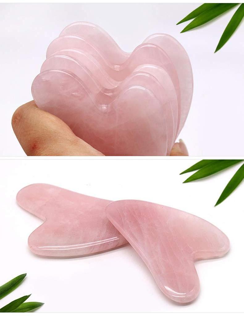 Guasha Pink Guasha Board Rose Quartz Pink Jade Stone Scraping Massage Tool Gua Sha Board