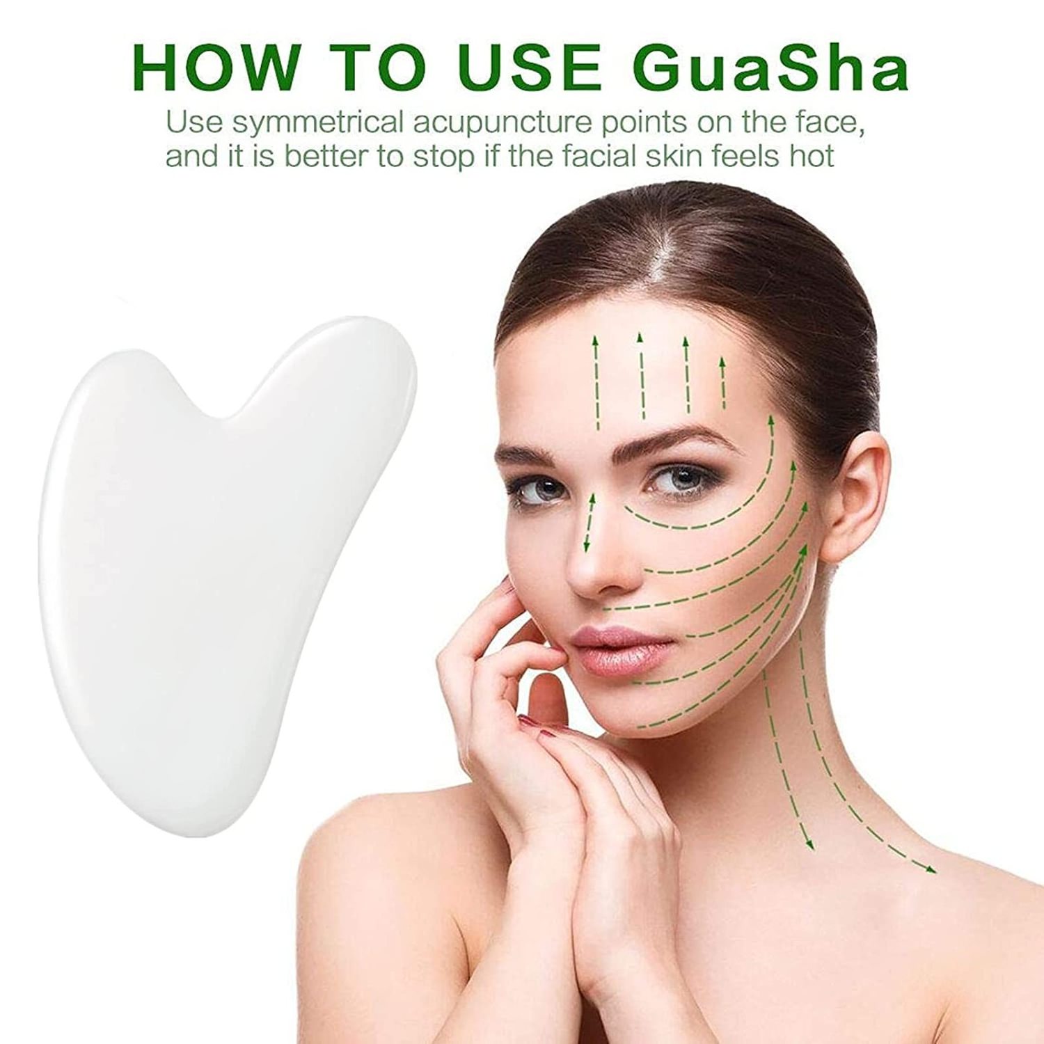 Gua Sha Massage Tool Nature White Jade Stone Board for Facial Caring SPA Acupuncture Therapy Trigger Point Treatment Gua Sha