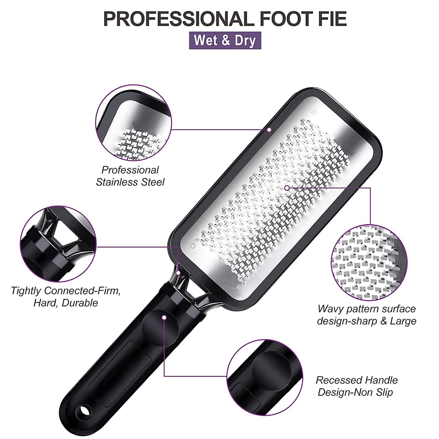 Pedicure Stainless Steel Colossal foot Rasp File Dead Skin Remover for Feet,Pedicure Tools Washable and Reusable