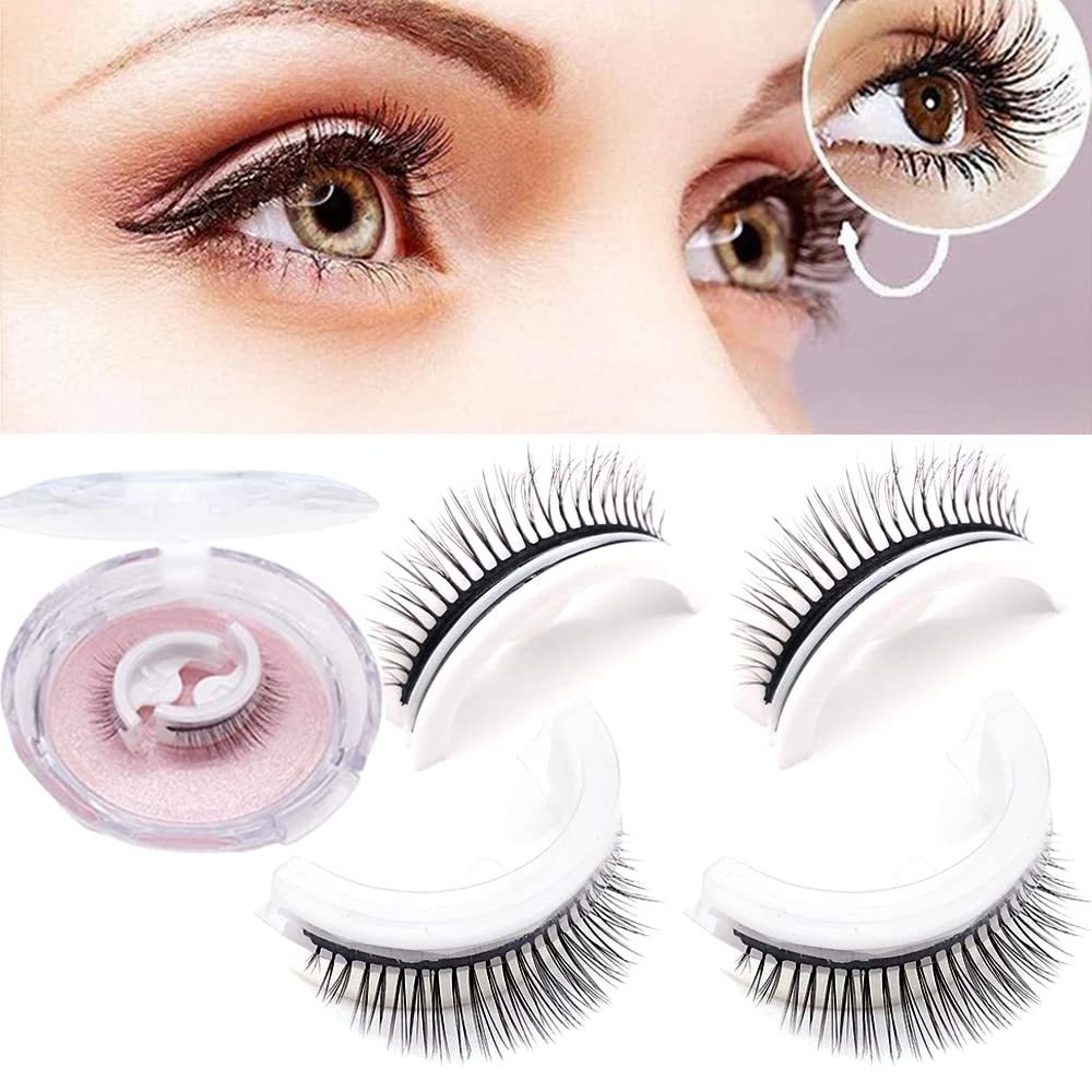 Reusable Self-Adhesive Eyelashes Without Glue, Glue Free Self Adhesive False Lashes Self Stick Fake Eye Lashes