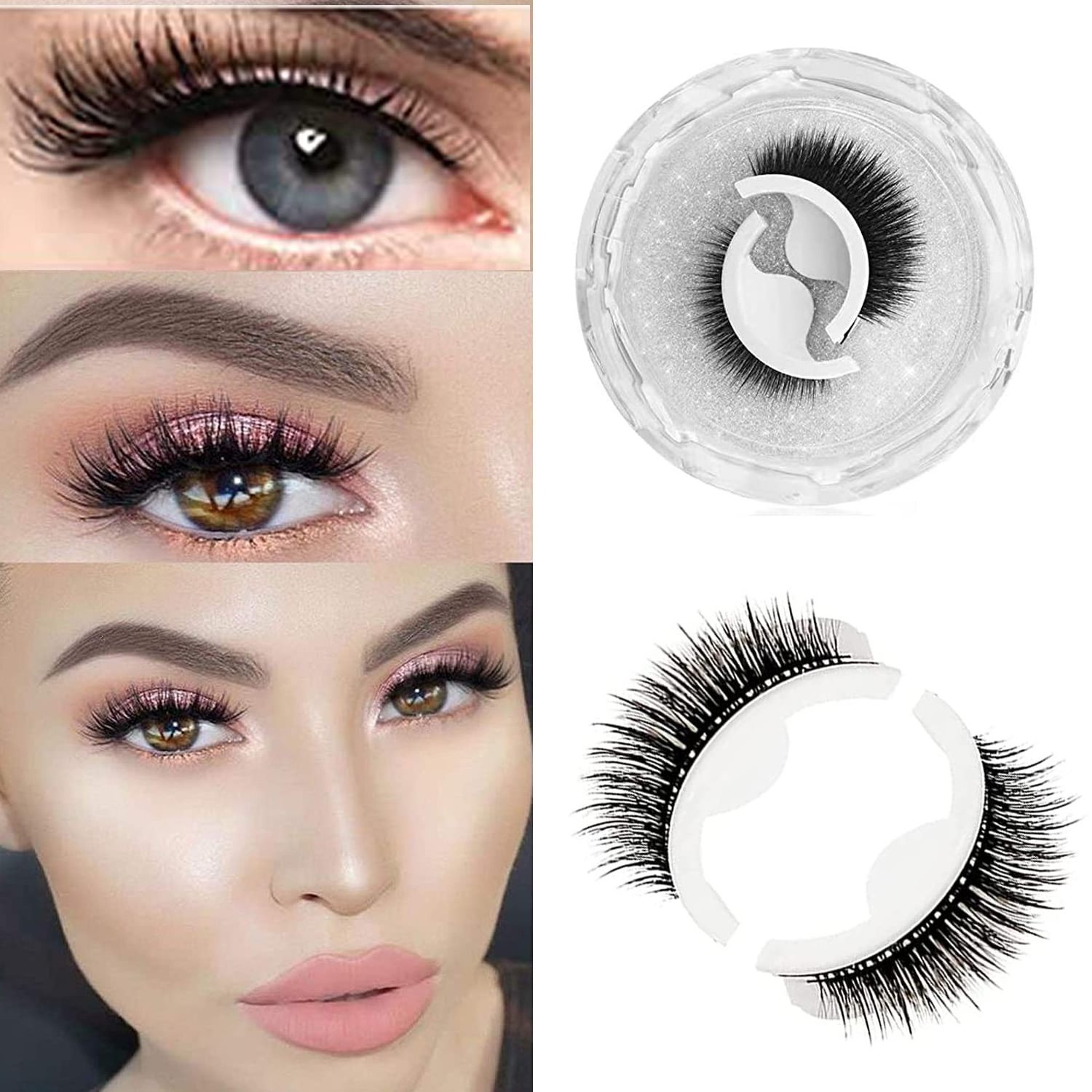 Reusable Self-Adhesive Eyelashes Without Glue, Glue Free Self Adhesive False Lashes Self Stick Fake Eye Lashes