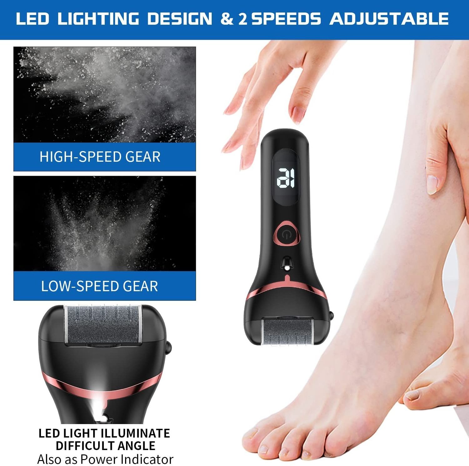 Electric Foot Callus Remover,Rechargeable Portable Electronic Foot File Pedicure Kits,Waterproof Foot Scrubber File