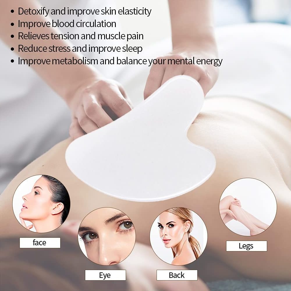 Gua Sha Massage Tool Natural White Jade Stone Guasha Tool for Face and Body Gua Sha Facial Scraping Board for SPA Acupuncture