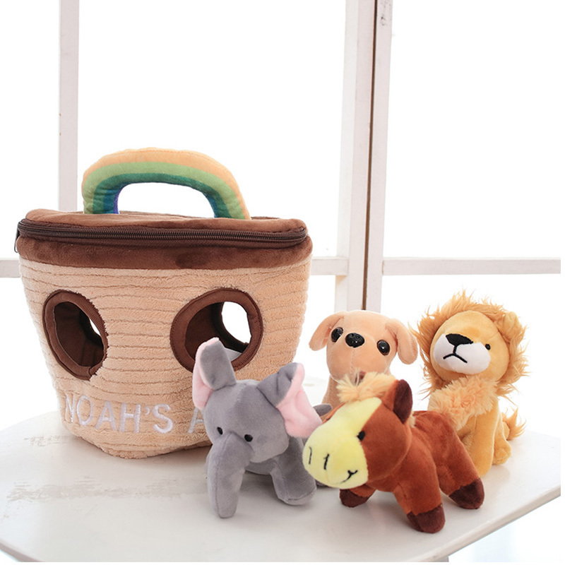 Noah's Ark Plush Animals Sound Toys With Carrier Animal Stuffed Toy Kids Education Soft Toy Toddler Gift