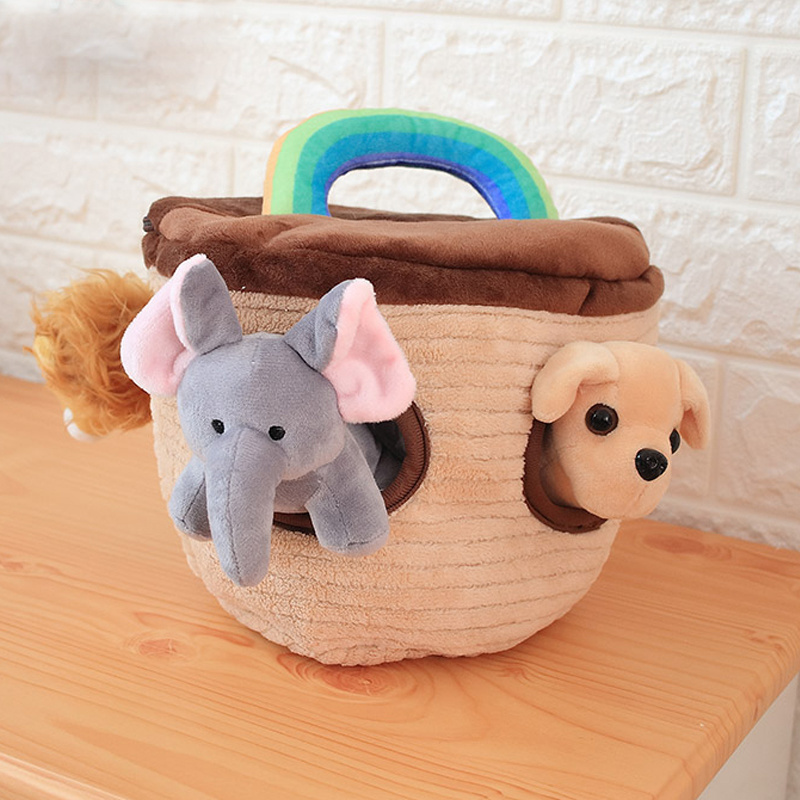 Noah's Ark Plush Animals Sound Toys With Carrier Animal Stuffed Toy Kids Education Soft Toy Toddler Gift