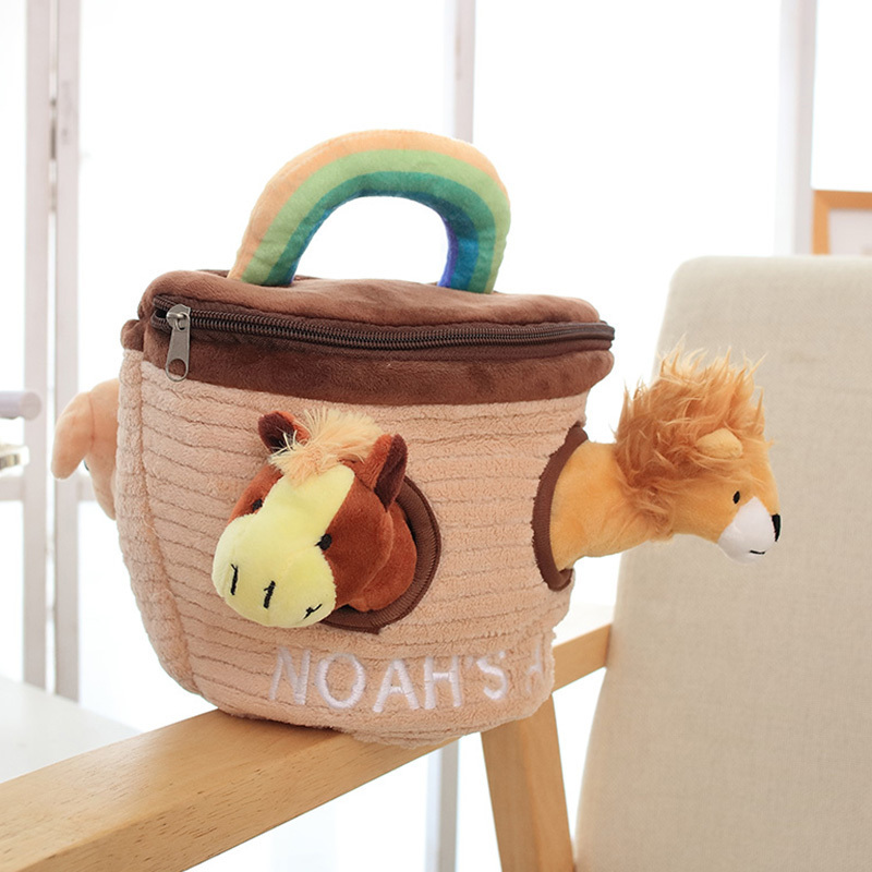 Noah's Ark Plush Animals Sound Toys With Carrier Animal Stuffed Toy Kids Education Soft Toy Toddler Gift