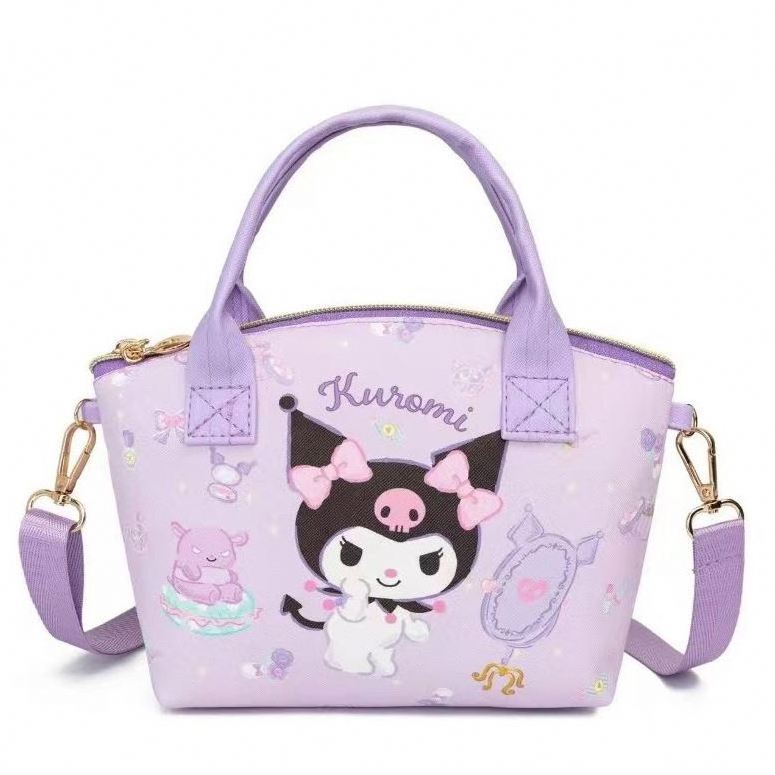 Best Selling Wholesale Cartoon Sanrio Kids Leather Kuromi KT Cosmetic Crossbody Bag Shoulder Handbag Kids Small Bag For Child