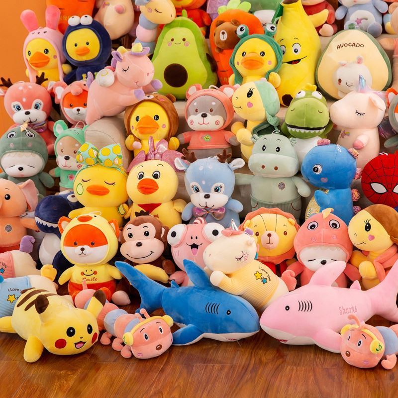 Wholesale Factory Plush 7 10 15 20 30CM Crane Mini Toy Claw Stuffed Animal Toys With Keychains Machine Vending Machine Doll