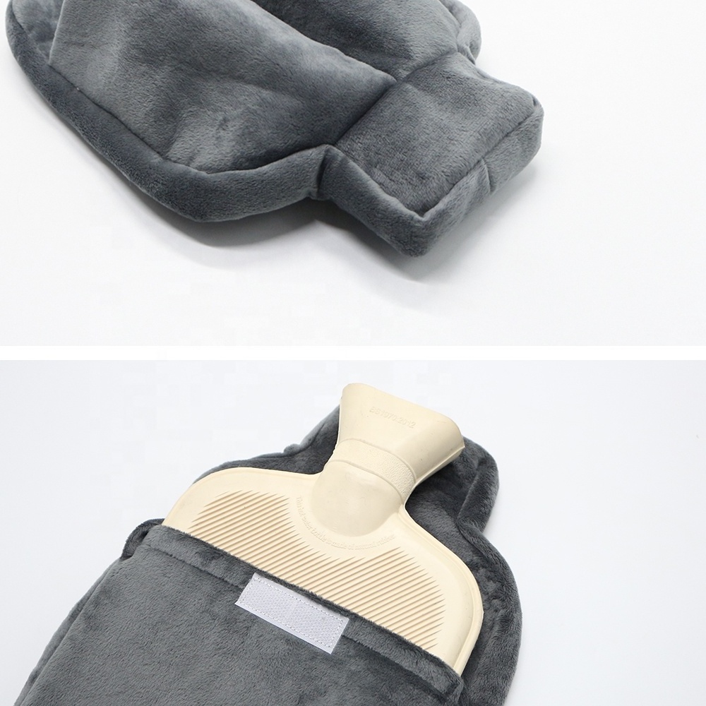 Hot Sale 2000ml Natural Rubber Hot Water Bag with Soft Fleece Cover Foot Warmer