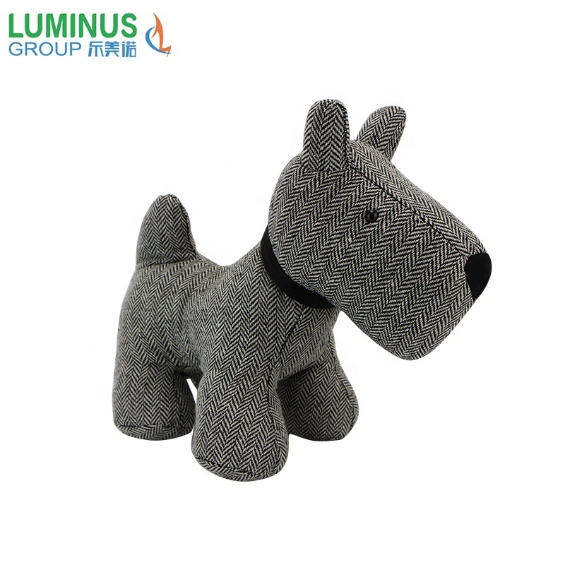 grey dog stuffed animal door stop sand filled door stop