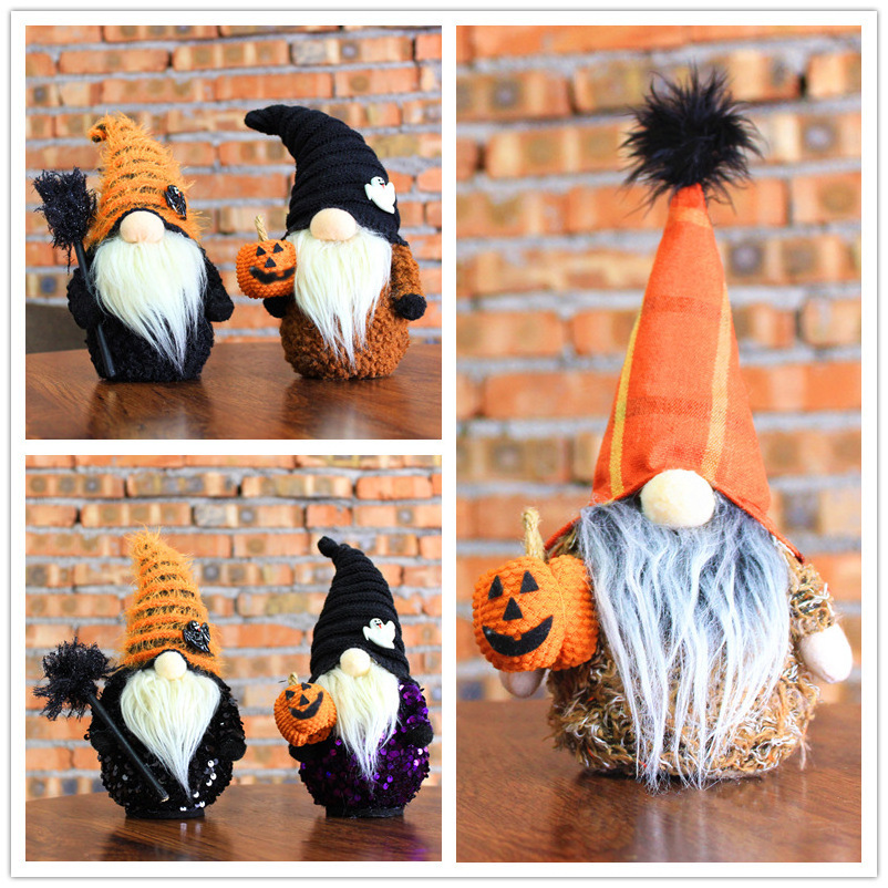 Customized Halloween Products Crafts Decor Gifts Halloween Witch Hat Dolls Nordic Fabric Halloween Gnomes with Bat Decor