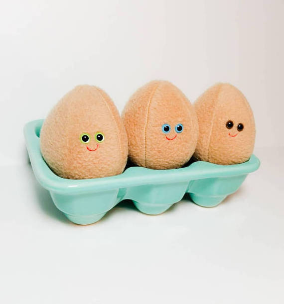 Plush Eggs Plush Food Stuffed Eggs Plush Play Food Stuffed Toy Farmers Market Farm Fresh Anthropomorphic Kitchen toy