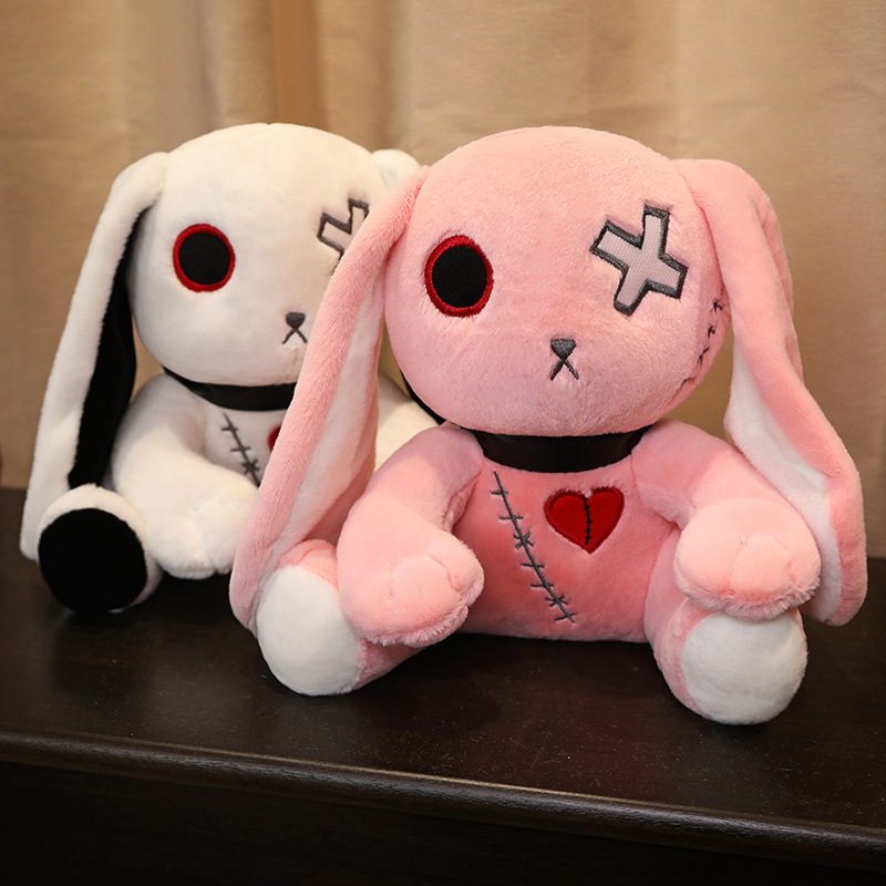 Hot Selling Halloween Dark Rabbit Stuffed Toys Break Heart Goth Doll Dark Punk Reborn Rabbit Plush Toys