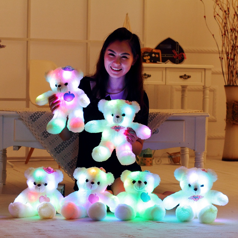 E-packet Drop Shipping Colorful Glow in the Dark Kids Toy Glow up Toy 38cm Appeasing Teddy Bear LED Light Toy