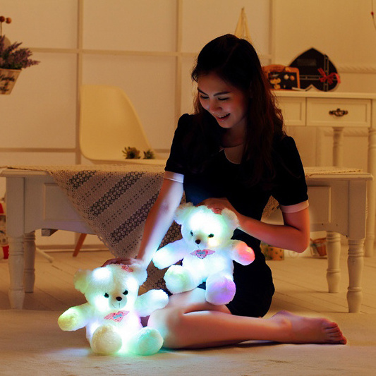 E-packet Drop Shipping Colorful Glow in the Dark Kids Toy Glow up Toy 38cm Appeasing Teddy Bear LED Light Toy