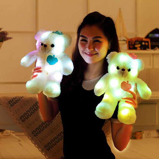 E-packet Drop Shipping Colorful Glow in the Dark Kids Toy Glow up Toy 38cm Appeasing Teddy Bear LED Light Toy