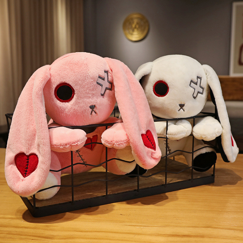 Hot Selling Halloween Dark Rabbit Stuffed Toys Break Heart Goth Doll Dark Punk Reborn Rabbit Plush Toys