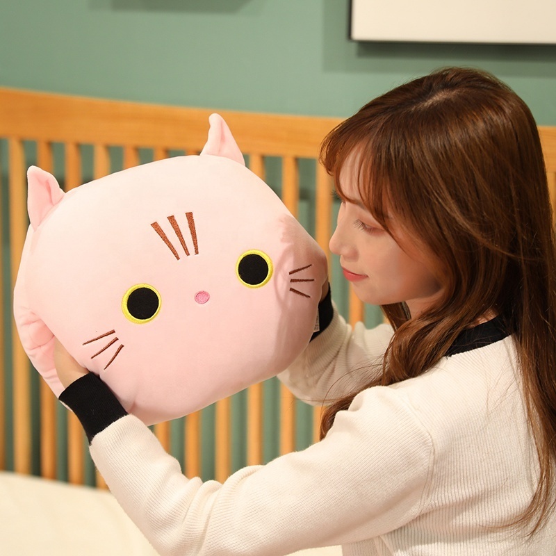 Cute Cat Plush Pillow-Hand Warm Toys Soft Stuffed Hugging Pillows Toy with Blanket  For Kid's or Girl's Gifts