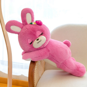 2023 New Design Strawberry Rabbit Plush Cartoon Cute Pink Bunny Mascot Stuffed Animal Plush Toy