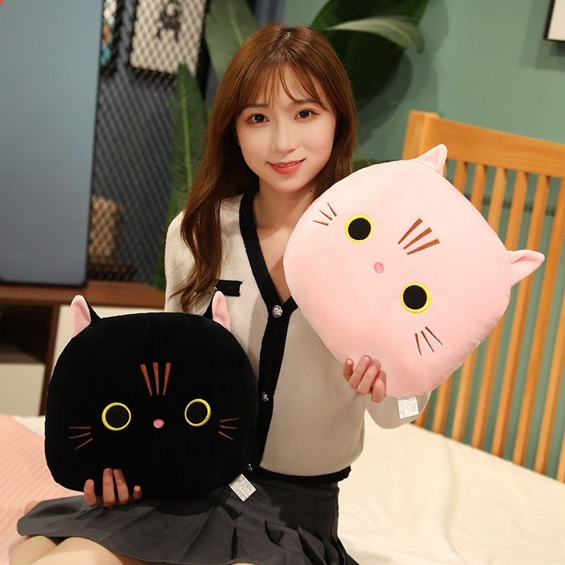 Cute Cat Plush Pillow-Hand Warm Toys Soft Stuffed Hugging Pillows Toy with Blanket  For Kid's or Girl's Gifts