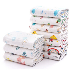 Dropshipping Muslin Baby Swaddle Blanket Bamboo 6 Layer Baby Bamboo Muslin Blanket