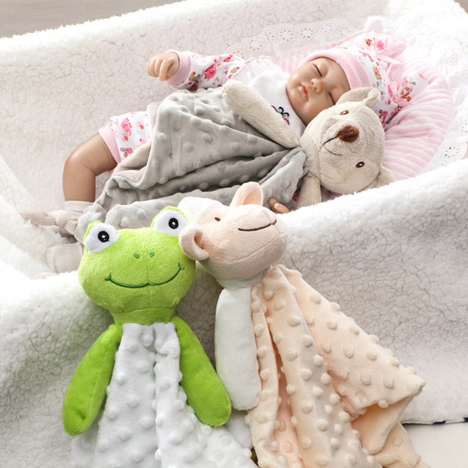 Soothing Plush Blanket Sensory Soft Comforter Baby Animal Nursery Bed Blanket for 0-12 Months Babies