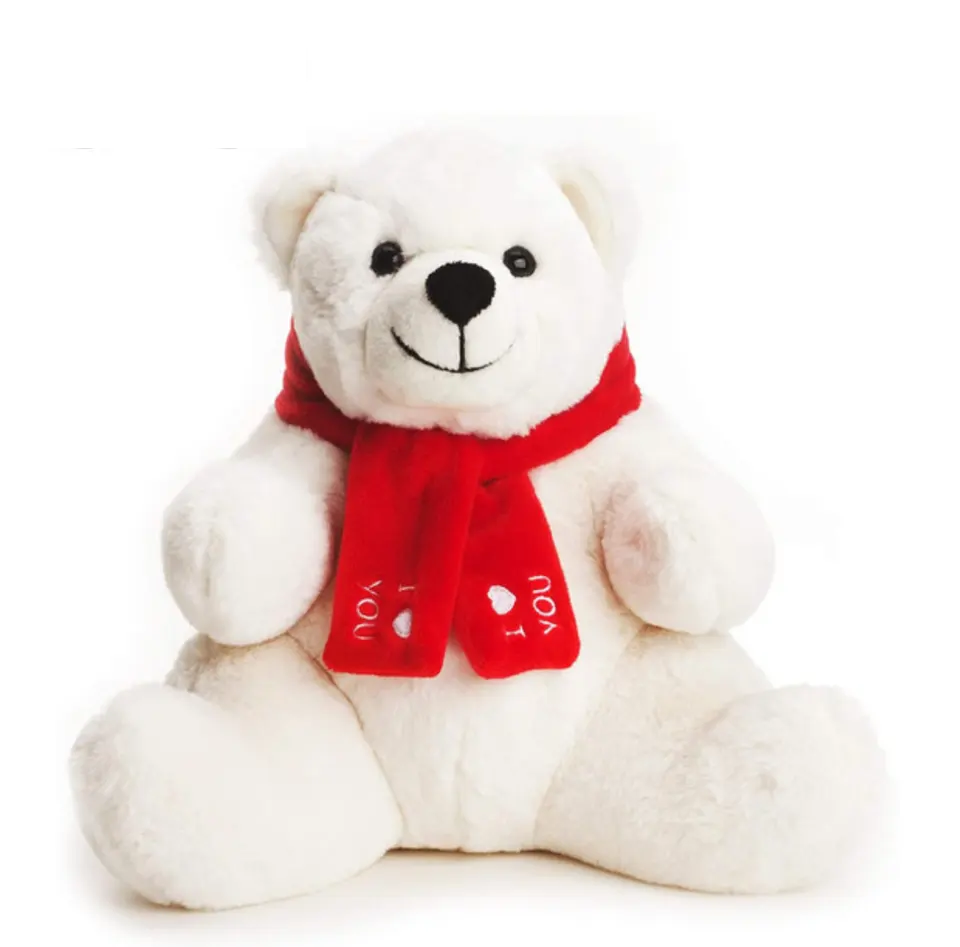 Cute Custom Plush Toys Stuffed Animal Polar Bear with Scarf Plush Toy