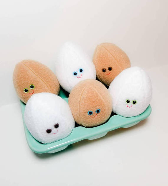 Plush Eggs Plush Food Stuffed Eggs Plush Play Food Stuffed Toy Farmers Market Farm Fresh Anthropomorphic Kitchen toy