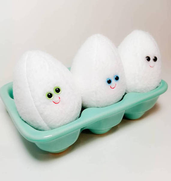 Plush Eggs Plush Food Stuffed Eggs Plush Play Food Stuffed Toy Farmers Market Farm Fresh Anthropomorphic Kitchen toy