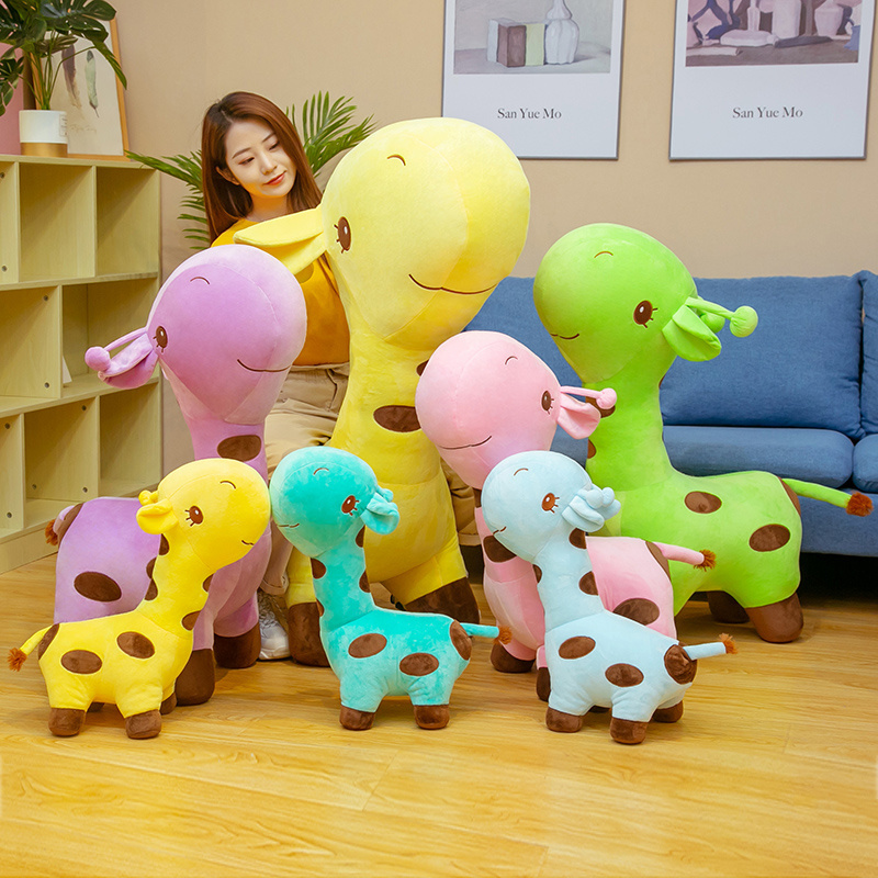 Cute Giraffe Plush Toy Soft Deer Stuffed Cartoon Animals Doll Baby Kids Toys Christmas Birthday Colorful Gifts