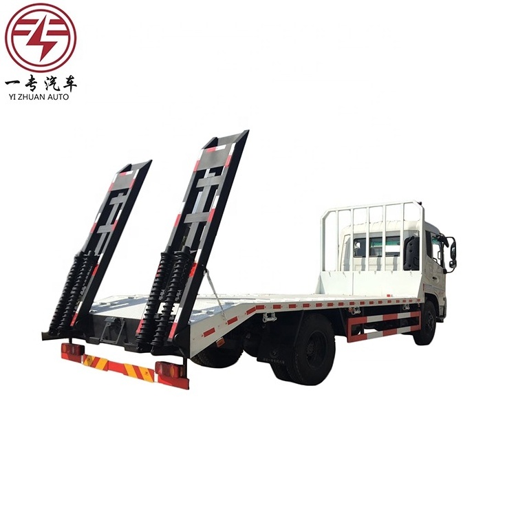 4x2 Dongfeng 10 ton low flatbed truck excavator roller bulldozer construction machinery transportation tow truck wrecker sales