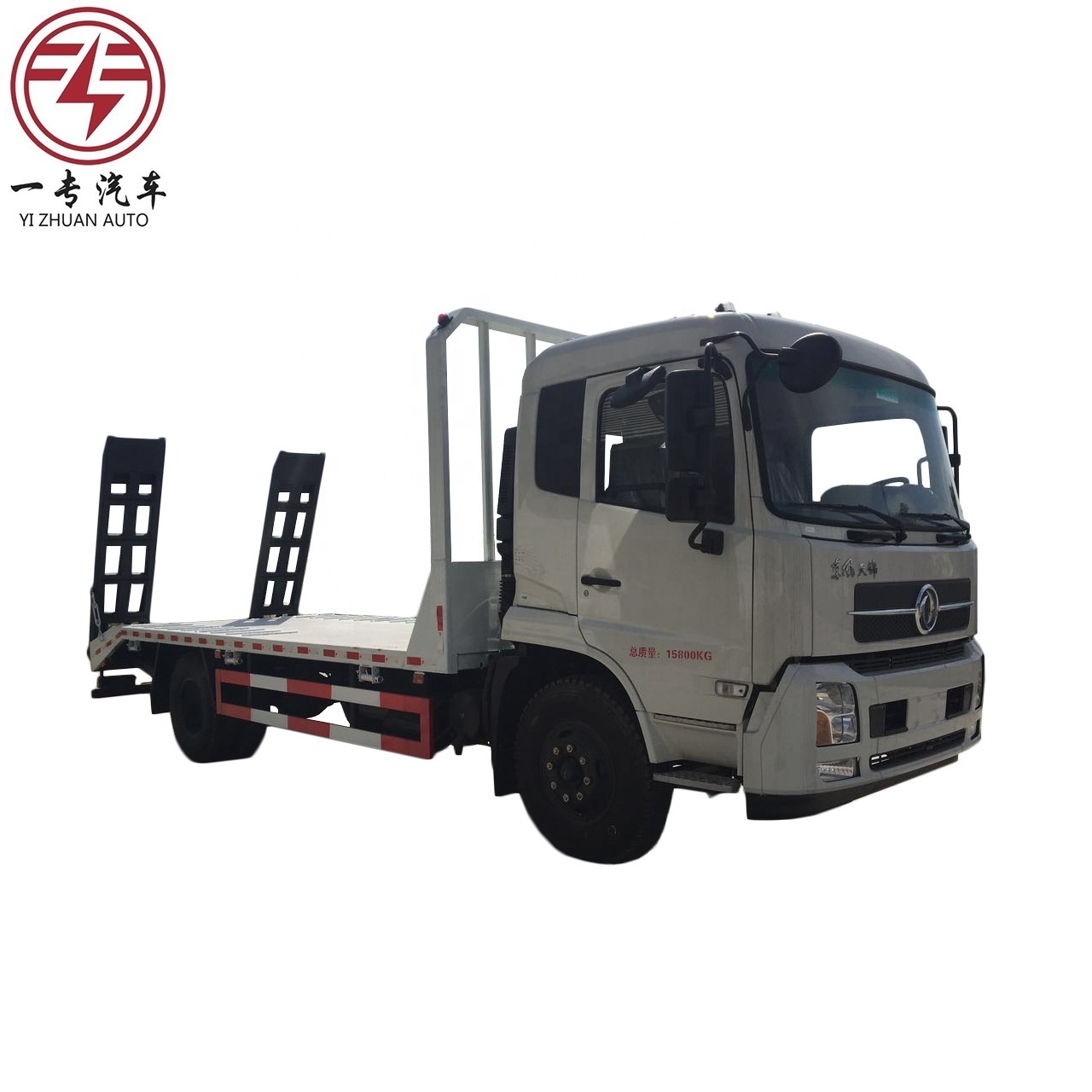 4x2 Dongfeng 10 ton low flatbed truck excavator roller bulldozer construction machinery transportation tow truck wrecker sales